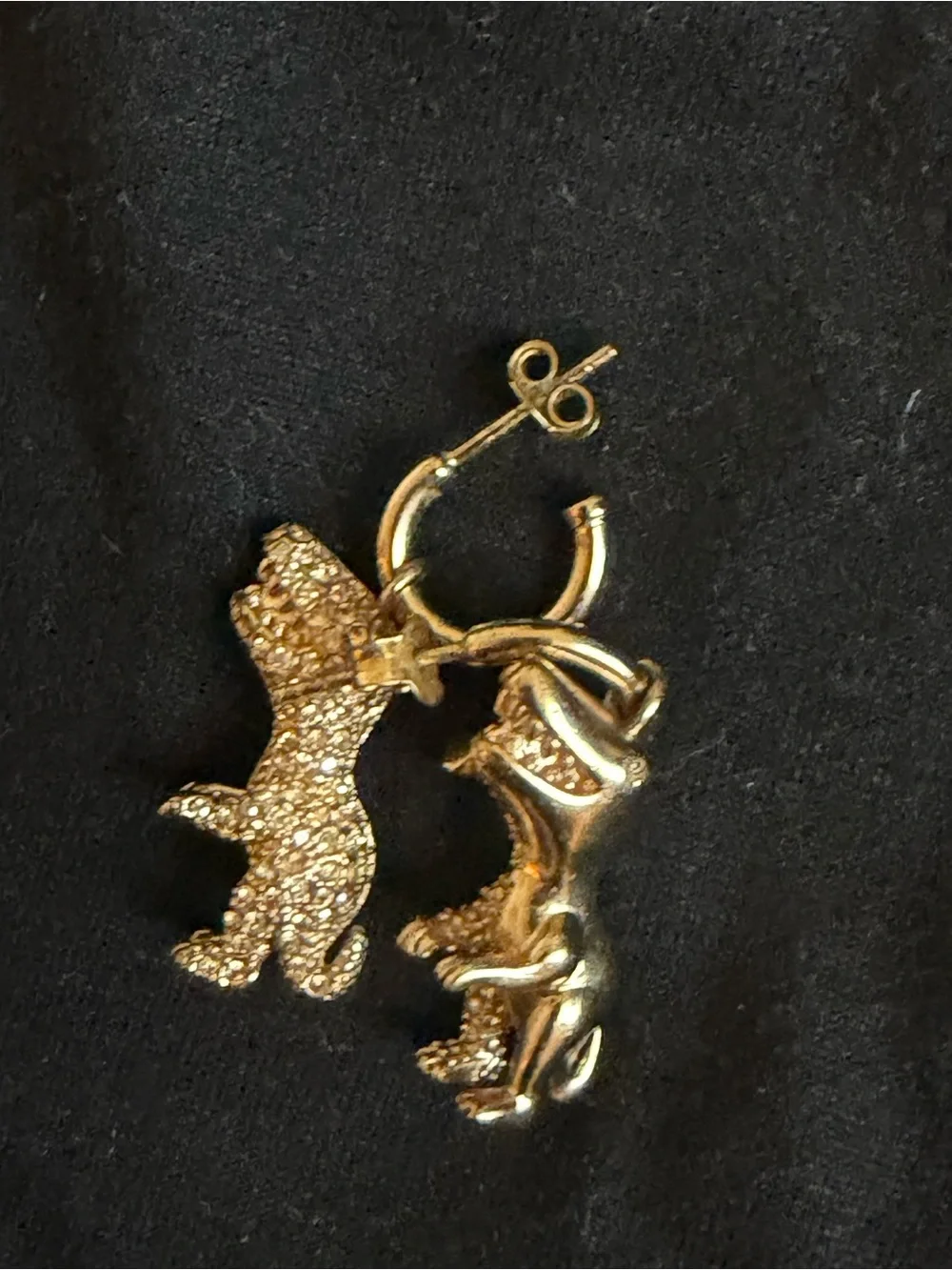 Coach Pavé Rexy Huggie Earrings Gold Crystal T-Rex Hoop Drop Earrings